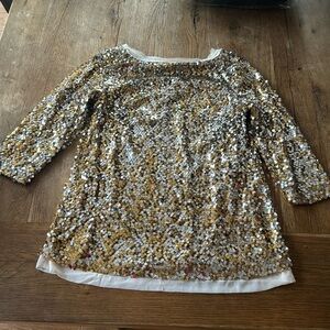 Kris Jenner Kollection Gold Sequin Blouse Tunic